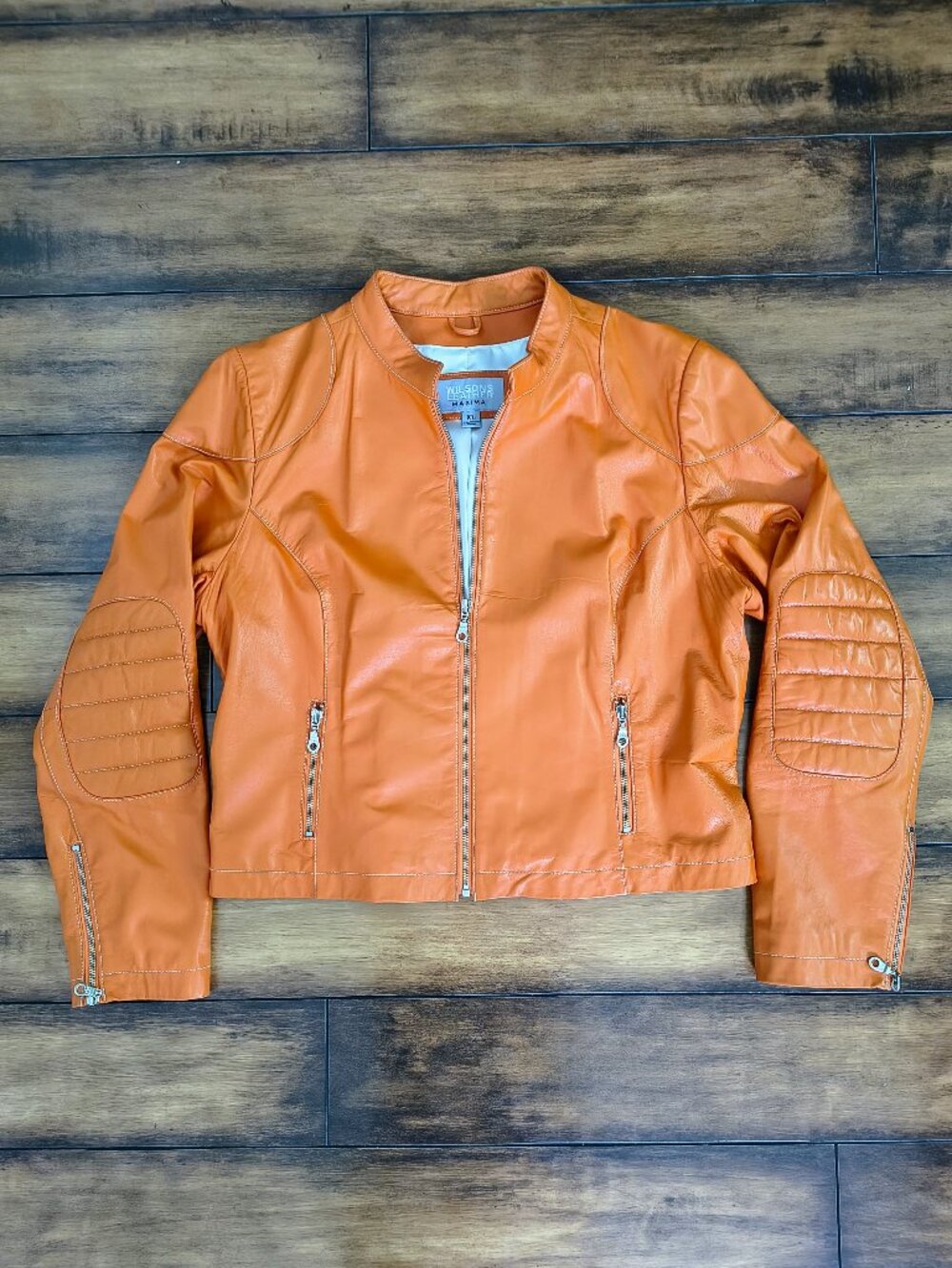 Vintage Wilsons Leather Maxima Orange Moto Jacket XL Like New